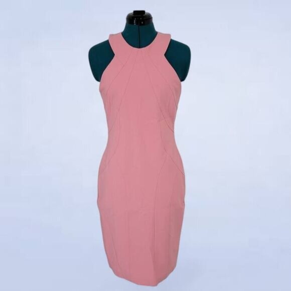 Manning Cartell Pink High Neck Bodycon Sleeveless Pencil Dress - Size‎ 8 - Picture 1 of 10